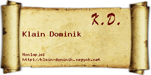 Klain Dominik névjegykártya